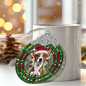 Christmas Dog Stained Glass Ornament | Unique Holiday Gift for Dog Lovers | Basenji