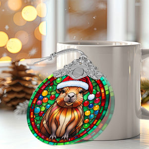 Capybara Stained Glass Christmas Glass Ornament, Elegant Holiday Décor for Your Tree, Glass Ornament christmas 2024