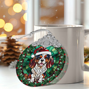 Christmas Dog Stained Glass Ornament | Unique Holiday Gift for Dog Lovers | Cavalier King Charles Spaniel