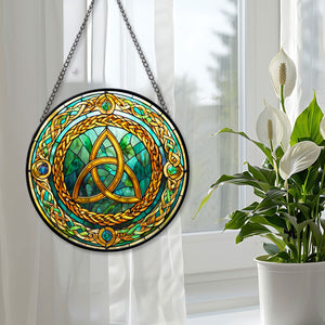 Celtic Knot Stained Glass Suncatcher, Celtic Knot Suncatcher for Windows Stained Glass