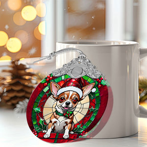 Christmas Dog Stained Glass Ornament | Unique Holiday Gift for Dog Lovers | Chihuahua