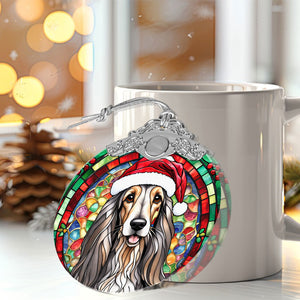 Christmas Dog Stained Glass Ornament | Unique Holiday Gift for Dog Lovers | Afghan Hound