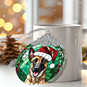 Christmas Dog Stained Glass Ornament | Unique Holiday Gift for Dog Lovers | Belgian Malinois