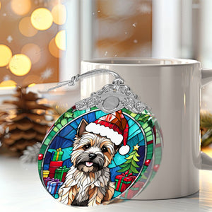 Christmas Dog Stained Glass Ornament | Unique Holiday Gift for Dog Lovers | Cairn Terrier