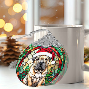 Christmas Dog Stained Glass Ornament | Unique Holiday Gift for Dog Lovers | Chinese Shar-Pei