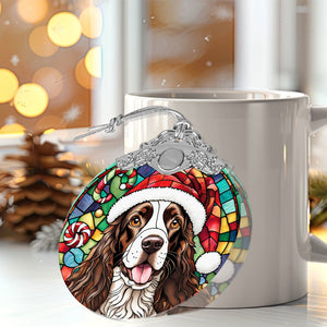 Christmas Dog Stained Glass Ornament | Unique Holiday Gift for Dog Lovers | English Springer Spaniel