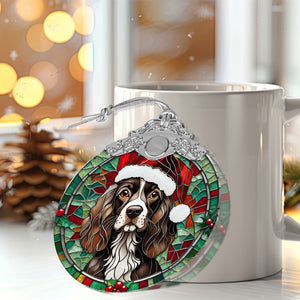 Christmas Dog Stained Glass Ornament | Unique Holiday Gift for Dog Lovers |  Field Spaniel