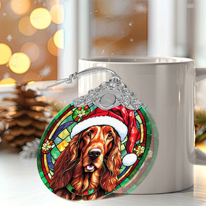 Christmas Dog Stained Glass Ornament | Unique Holiday Gift for Dog Lovers | Irish Setter