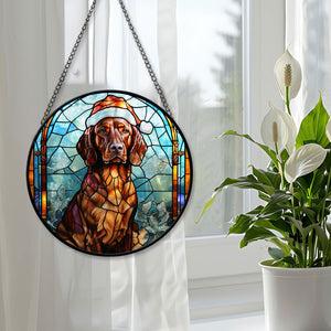 Christmas Dog Stained Glass Suncatcher | Unique Holiday Gift for Dog Lovers |  Irish Setter