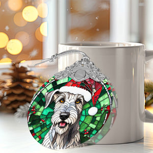 Christmas Dog Stained Glass Ornament | Unique Holiday Gift for Dog Lovers | Irish Wolfhound