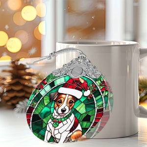 Christmas Dog Stained Glass Ornament | Unique Holiday Gift for Dog Lovers | Jack Russell Terrier