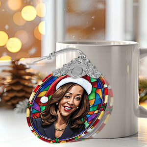 Kamala Harris Stained Glass Christmas Glass Ornament, Elegant Holiday Décor for Your Tree, Glass Ornament christmas 2024