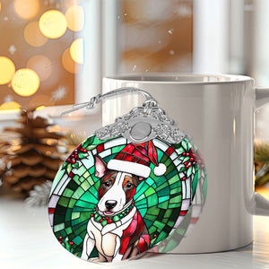 Christmas Dog Stained Glass Ornament | Unique Holiday Gift for Dog Lovers | Miniature Bull Terrier