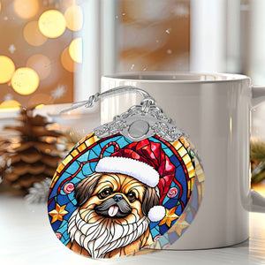 Christmas Dog Stained Glass Ornament | Unique Holiday Gift for Dog Lovers | Pekingese