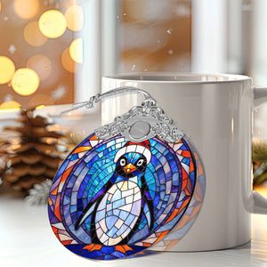 Penguin Stained Glass Christmas Glass Ornament, Elegant Holiday Décor for Your Tree, Glass Ornament christmas 2024