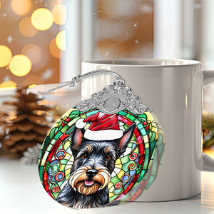 Christmas Dog Stained Glass Ornament | Unique Holiday Gift for Dog Lovers | Scottish Terrier