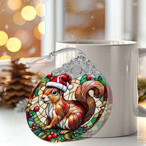 Squirrel Stained Glass Christmas Glass Ornament, Elegant Holiday Décor for Your Tree, Glass Ornament christmas 2024