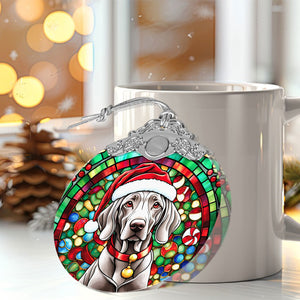 Christmas Dog Stained Glass Ornament | Unique Holiday Gift for Dog Lovers | Weimaraner