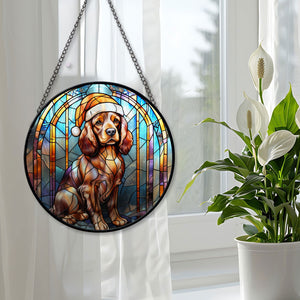 Christmas Dog Stained Glass Suncatcher | Unique Holiday Gift for Dog Lovers | Cocker Spaniel