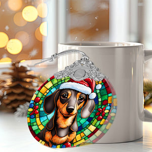 Christmas Dog Stained Glass Ornament | Unique Holiday Gift for Dog Lovers | Dachshund