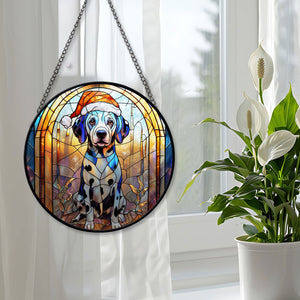 Christmas Dog Stained Glass Suncatcher | Unique Holiday Gift for Dog Lovers | Dalmatian