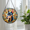 Doberman Stained Glass Suncatcher, Doberman Sunflower Suncatcher for Windows Stained Glass