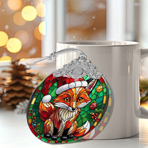 Fox Stained Glass Christmas Glass Ornament, Elegant Holiday Décor for Your Tree, Glass Ornament christmas 2024