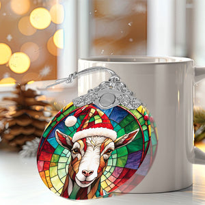 Goat Stained Glass Christmas Glass Ornament, Elegant Holiday Décor for Your Tree, Glass Ornament christmas 2024