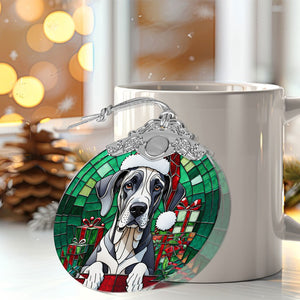 Christmas Dog Stained Glass Ornament | Unique Holiday Gift for Dog Lovers | Great Dane