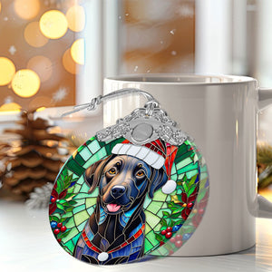 Christmas Dog Stained Glass Ornament | Unique Holiday Gift for Dog Lovers | Labrador Retriever