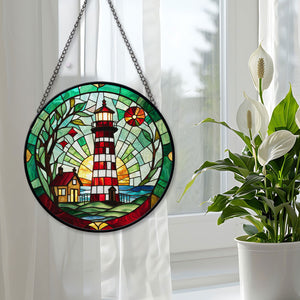 Light House Stained Glass Suncatcher, Light House Suncatcher for Windows Stained Glass A01