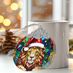 Lion Stained Glass Christmas Glass Ornament, Elegant Holiday Décor for Your Tree, Glass Ornament christmas 2024