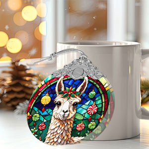 Llama Stained Glass Christmas Glass Ornament, Elegant Holiday Décor for Your Tree, Glass Ornament christmas 2024