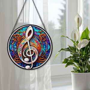 Music Clef Stained Glass Suncatcher, Music Clef Suncatcher for Windows Stained Glass