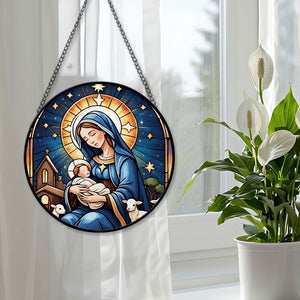 Nativity Scene Stained Glass Suncatcher, Nativity Scene Suncatchers for Windows Stained Glass