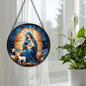 Nativity Scene Stained Glass Suncatcher, Nativity Scene Suncatcher for Windows Stained Glass