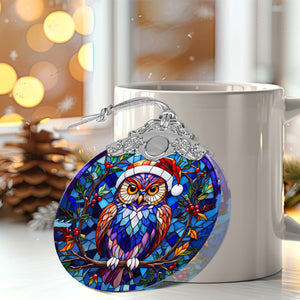 Owl Stained Glass Christmas Glass Ornament, Elegant Holiday Décor for Your Tree, Glass Ornament christmas 2024