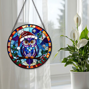 Owl Stained Glass Suncatcher, Owl Suncatcher for Windows Stained Glass