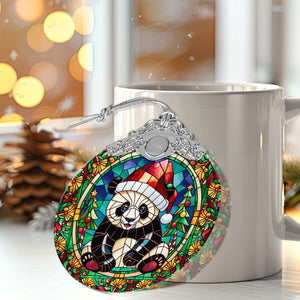 Panda Stained Glass Christmas Glass Ornament, Elegant Holiday Décor for Your Tree, Glass Ornament christmas 2024