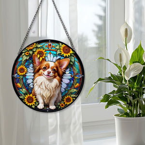 Papillon Stained Glass Suncatcher, Papillon Sunflower Suncatcher for Windows Stained Glass