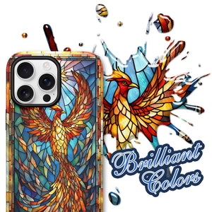 Phoenix Stained Glass for iPhone 16 Pro Max Case, Phoenix iPhone 16 Pro Max Case, Phoenix Phone case, Stained Glass Phone Case 02