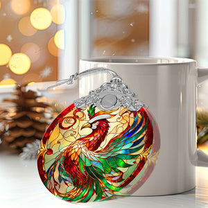 Phoenix Stained Glass Christmas Glass Ornament, Elegant Holiday Décor for Your Tree, Glass Ornament christmas 2024