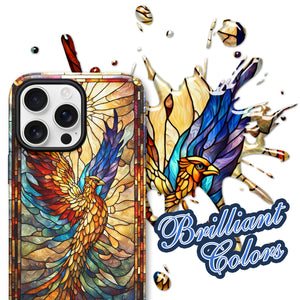 Phoenix Stained Glass for iPhone 16 Pro Max Case, Phoenix iPhone 16 Pro Max Case, Phoenix Phone case, Stained Glass Phone Case