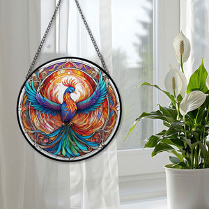 Phoenix Stained Glass Suncatcher, Phoenix Suncatcher for Windows Stained Glass