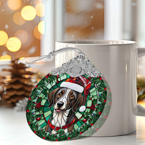 Christmas Dog Stained Glass Ornament | Unique Holiday Gift for Dog Lovers | Plott Dog