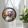 Poodle Stained Glass Suncatcher, Poodle Sunflower Suncatcher for Windows Stained Glass