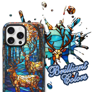 Reindeer Stained Glass for iPhone 16 Pro Max Case, Reindeer iPhone 16 Pro Max Case, Reindeer Phone case, Stained Glass Phone Case