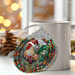 Rooster Stained Glass Christmas Glass Ornament, Elegant Holiday Décor for Your Tree, Glass Ornament christmas 2024