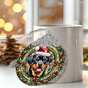 Christmas Dog Stained Glass Ornament | Unique Holiday Gift for Dog Lovers | Rottweiler 2