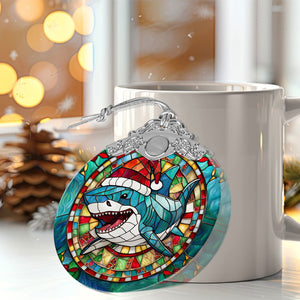 Shark Stained Glass Christmas Glass Ornament, Elegant Holiday Décor for Your Tree, Glass Ornament christmas 2024